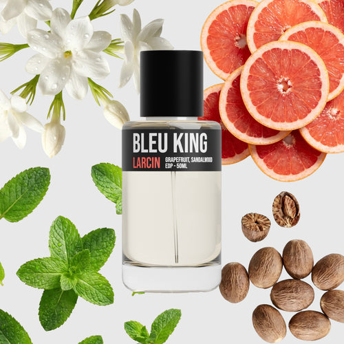 Bleu King scent notes — citrus, aromatic woods, incense, dry amber, inspired by Bleu de Chanel – Larcin