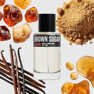 Brown Sugar scent notes — vanilla, brown sugar, amber, tonka, musk, inspired by Kayali Vanilla 28 – Larcin