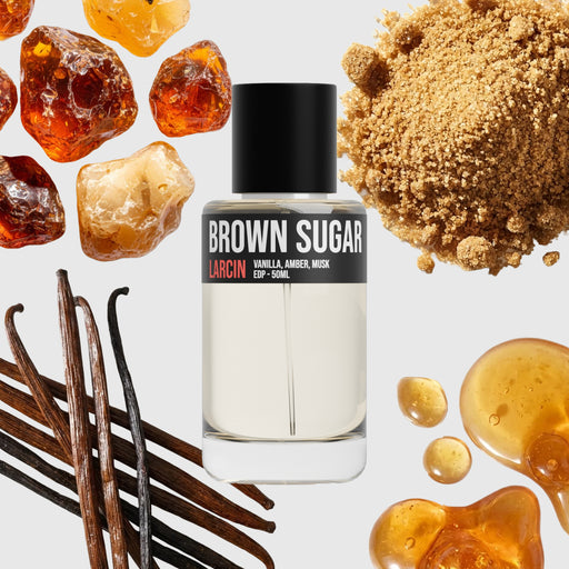 Brown Sugar scent notes — vanilla, brown sugar, amber, tonka, musk, inspired by Kayali Vanilla 28 – Larcin