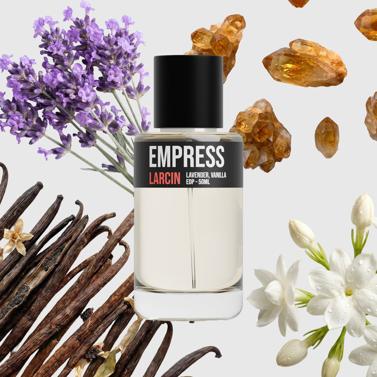 Empress scent notes — vanilla, lavender, soft woods, inspired by Burberry Goddess – Larcin