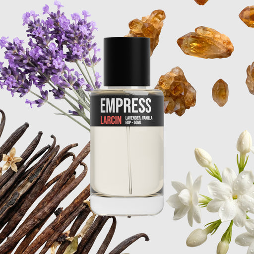 Empress scent notes — vanilla, lavender, soft woods, inspired by Burberry Goddess – Larcin