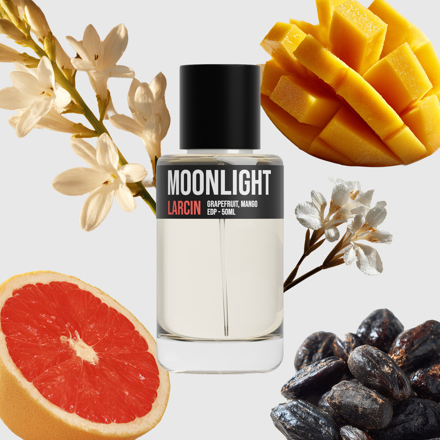 Moonlight scent notes — citrus, coconut, rice, soft woods, vetiver, inspired by Kilian Moonlight in Heaven – Larcin