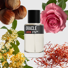 Oracle scent notes — pear, rose, creamy florals, sandalwood, amber, inspired by Amouage Guidance – Larcin
