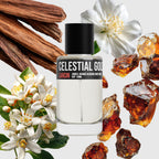 Celestial Gold scent notes — orange blossom, amber, musk, inspired by Louis Vuitton Stellar Times – Larcin