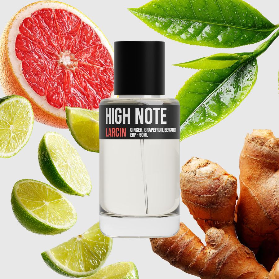 High Note scent notes — grapefruit, ginger, bergamot, musk, cedar, inspired by Louis Vuitton Symphony – Larcin