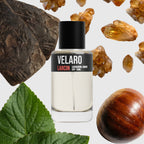 Velaro scent notes — warm spice, chestnut, vanilla, amber, woods, inspired by Emporio Armani Stronger With You – Larcin